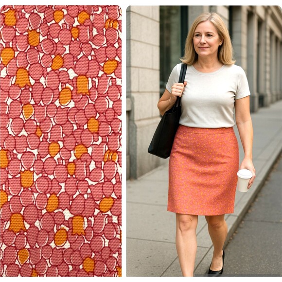 Talbots Floral Print Skirt 8P PETITE Pink Orange Tulip Ditsy Stretch Cotton Slit - Picture 3 of 12